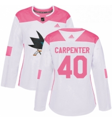 Womens Adidas San Jose Sharks 40 Ryan Carpenter Authentic WhitePink Fashion NHL Jersey Womens Adidas San Jose Sharks 40 Ryan Carpenter Authentic WhitePink Fashion NHL Jersey