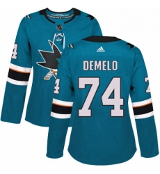 Womens Adidas San Jose Sharks 74 Dylan DeMelo Authentic Teal Green Home NHL Jersey Womens Adidas San Jose Sharks 74 Dylan DeMelo Authentic Teal Green Home NHL Jersey