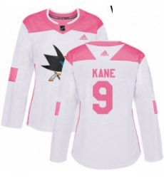 Womens Adidas San Jose Sharks 9 Evander Kane Authentic White Pink Fashion NHL Jerse Womens Adidas San Jose Sharks 9 Evander Kane Authentic White Pink Fashion NHL Jerse