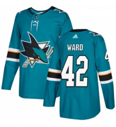 Youth Adidas San Jose Sharks 42 Joel Ward Authentic Teal Green Home NHL Jersey 