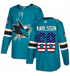 Youth Adidas San Jose Sharks 68 Melker Karlsson Authentic Teal Green USA Flag Fashion NHL Jersey Youth Adidas San Jose Sharks 68 Melker Karlsson Authentic Teal Green USA Flag Fashion NHL Jersey