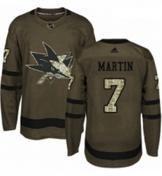Youth Adidas San Jose Sharks 7 Paul Martin Authentic Green Salute to Service NHL Jersey Youth Adidas San Jose Sharks 7 Paul Martin Authentic Green Salute to Service NHL Jersey