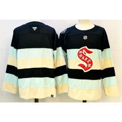 Men Seattle Kraken Blank Deep Sea Blue Winter Classic With A Patch Stitched Hockey Jersey