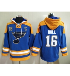 Men's St. Louis Blues #16 Brett Hull Blue Ageless Must-Have Lace-Up Pullover Hoodie Men's St. Louis Blues #16 Brett Hull Blue Ageless Must-Have Lace-Up Pullover Hoodie