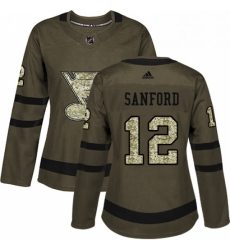 Womens Adidas St Louis Blues 12 Zach Sanford Authentic Green Salute to Service NHL Jersey Womens Adidas St Louis Blues 12 Zach Sanford Authentic Green Salute to Service NHL Jersey