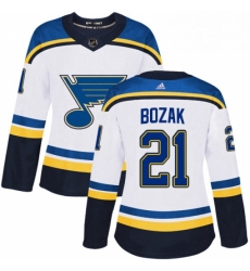 Womens Adidas St Louis Blues 21 Tyler Bozak Authentic White Away NHL Jersey Womens Adidas St Louis Blues 21 Tyler Bozak Authentic White Away NHL Jersey