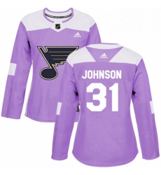 Womens Adidas St Louis Blues 31 Chad Johnson Authentic Purple Fights Cancer Practice NHL Jersey Womens Adidas St Louis Blues 31 Chad Johnson Authentic Purple Fights Cancer Practice NHL Jersey