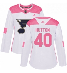Womens Adidas St Louis Blues 40 Carter Hutton Authentic WhitePink Fashion NHL Jersey Womens Adidas St Louis Blues 40 Carter Hutton Authentic WhitePink Fashion NHL Jersey