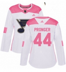 Womens Adidas St Louis Blues 44 Chris Pronger Authentic WhitePink Fashion NHL Jersey Womens Adidas St Louis Blues 44 Chris Pronger Authentic WhitePink Fashion NHL Jersey