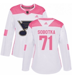 Womens Adidas St Louis Blues 71 Vladimir Sobotka Authentic WhitePink Fashion NHL Jersey Womens Adidas St Louis Blues 71 Vladimir Sobotka Authentic WhitePink Fashion NHL Jersey