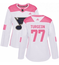 Womens Adidas St Louis Blues 77 Pierre Turgeon Authentic WhitePink Fashion NHL Jersey Womens Adidas St Louis Blues 77 Pierre Turgeon Authentic WhitePink Fashion NHL Jersey