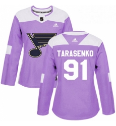 Womens Adidas St Louis Blues 91 Vladimir Tarasenko Authentic Purple Fights Cancer Practice NHL Jersey Womens Adidas St Louis Blues 91 Vladimir Tarasenko Authentic Purple Fights Cancer Practice NHL Jersey