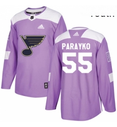 Youth Adidas St Louis Blues 55 Colton Parayko Authentic Purple Fights Cancer Practice NHL Jersey Youth Adidas St Louis Blues 55 Colton Parayko Authentic Purple Fights Cancer Practice NHL Jersey