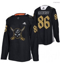 Men Tampa Bay Lightning 86 Nikita Kucherov Black Gasparilla Inspired Pirate Themed Warmup Stitched jersey Men Tampa Bay Lightning 86 Nikita Kucherov Black Gasparilla Inspired Pirate Themed Warmup Stitched jersey