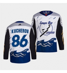 Men Tampa Bay Lightning 86 Nikita Kucherov White 2022 Reverse Retro Stitched Jersey Men Tampa Bay Lightning 86 Nikita Kucherov White 2022 Reverse Retro Stitched Jersey