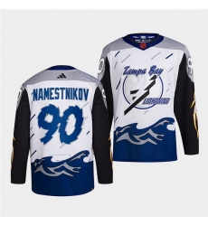 Men Tampa Bay Lightning 90 Vladislav Namestnikov White 2022 Reverse Retro Stitched Jersey Men Tampa Bay Lightning 90 Vladislav Namestnikov White 2022 Reverse Retro Stitched Jersey