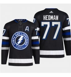 Men's Tampa Bay Lightning #77 Victor Hedman Black 2024 Stadium Series Stitched Jersey Men's Tampa Bay Lightning #77 Victor Hedman Black 2024 Stadium Series Stitched Jersey