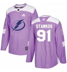Youth Adidas Tampa Bay Lightning 91 Steven Stamkos Authentic Purple Fights Cancer Practice NHL Jersey Youth Adidas Tampa Bay Lightning 91 Steven Stamkos Authentic Purple Fights Cancer Practice NHL Jersey