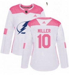 Womens Adidas Tampa Bay Lightning 10 JT Miller Authentic White Pink Fashion NHL Jersey Womens Adidas Tampa Bay Lightning 10 JT Miller Authentic White Pink Fashion NHL Jersey