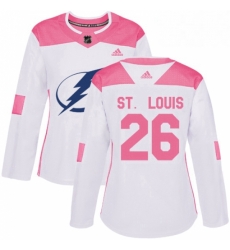 Womens Adidas Tampa Bay Lightning 26 Martin St Louis Authentic WhitePink Fashion NHL Jersey Womens Adidas Tampa Bay Lightning 26 Martin St Louis Authentic WhitePink Fashion NHL Jersey