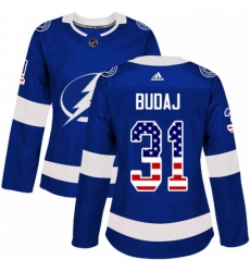 Womens Adidas Tampa Bay Lightning 31 Peter Budaj Authentic Blue USA Flag Fashion NHL Jersey Womens Adidas Tampa Bay Lightning 31 Peter Budaj Authentic Blue USA Flag Fashion NHL Jersey