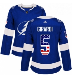 Womens Adidas Tampa Bay Lightning 5 Dan Girardi Authentic Blue USA Flag Fashion NHL Jersey Womens Adidas Tampa Bay Lightning 5 Dan Girardi Authentic Blue USA Flag Fashion NHL Jersey