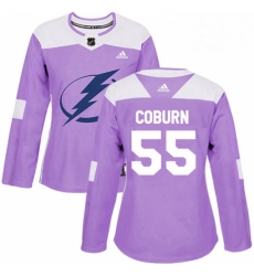 Womens Adidas Tampa Bay Lightning 55 Braydon Coburn Authentic Purple Fights Cancer Practice NHL Jersey Womens Adidas Tampa Bay Lightning 55 Braydon Coburn Authentic Purple Fights Cancer Practice NHL Jersey