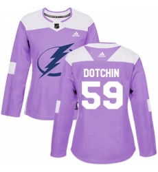 Womens Adidas Tampa Bay Lightning 59 Jake Dotchin Authentic Purple Fights Cancer Practice NHL Jersey Womens Adidas Tampa Bay Lightning 59 Jake Dotchin Authentic Purple Fights Cancer Practice NHL Jersey