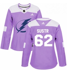 Womens Adidas Tampa Bay Lightning 62 Andrej Sustr Authentic Purple Fights Cancer Practice NHL Jersey Womens Adidas Tampa Bay Lightning 62 Andrej Sustr Authentic Purple Fights Cancer Practice NHL Jersey