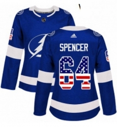 Womens Adidas Tampa Bay Lightning 64 Matthew Spencer Authentic Blue USA Flag Fashion NHL Jersey Womens Adidas Tampa Bay Lightning 64 Matthew Spencer Authentic Blue USA Flag Fashion NHL Jersey