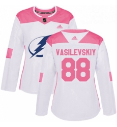 Womens Adidas Tampa Bay Lightning 88 Andrei Vasilevskiy Authentic WhitePink Fashion NHL Jersey Womens Adidas Tampa Bay Lightning 88 Andrei Vasilevskiy Authentic WhitePink Fashion NHL Jersey