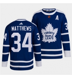 Men Toronto Maple Leafs Black 34 Auston Matthews Blue 2022 Reverse Retro Stitched Jersey Men Toronto Maple Leafs Black 34 Auston Matthews Blue 2022 Reverse Retro Stitched Jersey