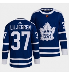 Men Toronto Maple Leafs Black 37 Timothy Liljegren Blue 2022 Reverse Retro Stitched Jersey Men Toronto Maple Leafs Black 37 Timothy Liljegren Blue 2022 Reverse Retro Stitched Jersey