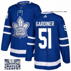 Mens Adidas Toronto Maple Leafs 51 Jake Gardiner Authentic Royal Blue Fashion Gold NHL Jersey 