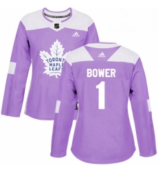 Womens Adidas Toronto Maple Leafs 1 Johnny Bower Authentic Purple Fights Cancer Practice NHL Jersey Womens Adidas Toronto Maple Leafs 1 Johnny Bower Authentic Purple Fights Cancer Practice NHL Jersey