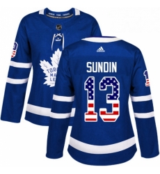 Womens Adidas Toronto Maple Leafs 13 Mats Sundin Authentic Royal Blue USA Flag Fashion NHL Jersey Womens Adidas Toronto Maple Leafs 13 Mats Sundin Authentic Royal Blue USA Flag Fashion NHL Jersey