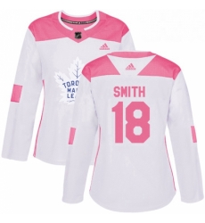 Womens Adidas Toronto Maple Leafs 18 Ben Smith Authentic WhitePink Fashion NHL Jersey Womens Adidas Toronto Maple Leafs 18 Ben Smith Authentic WhitePink Fashion NHL Jersey