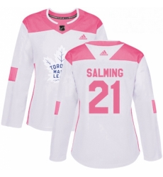 Womens Adidas Toronto Maple Leafs 21 Borje Salming Authentic WhitePink Fashion NHL Jersey Womens Adidas Toronto Maple Leafs 21 Borje Salming Authentic WhitePink Fashion NHL Jersey