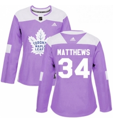 Womens Adidas Toronto Maple Leafs 34 Auston Matthews Authentic Purple Fights Cancer Practice NHL Jersey Womens Adidas Toronto Maple Leafs 34 Auston Matthews Authentic Purple Fights Cancer Practice NHL Jersey