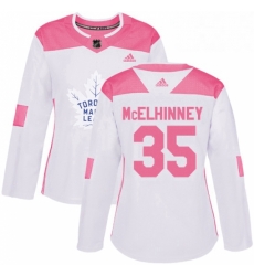 Womens Adidas Toronto Maple Leafs 35 Curtis McElhinney Authentic WhitePink Fashion NHL Jersey Womens Adidas Toronto Maple Leafs 35 Curtis McElhinney Authentic WhitePink Fashion NHL Jersey