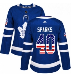 Womens Adidas Toronto Maple Leafs 40 Garret Sparks Authentic Royal Blue USA Flag Fashion NHL Jersey Womens Adidas Toronto Maple Leafs 40 Garret Sparks Authentic Royal Blue USA Flag Fashion NHL Jersey