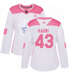 Womens Adidas Toronto Maple Leafs 43 Nazem Kadri Authentic WhitePink Fashion NHL Jersey Womens Adidas Toronto Maple Leafs 43 Nazem Kadri Authentic WhitePink Fashion NHL Jersey