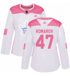 Womens Adidas Toronto Maple Leafs 47 Leo Komarov Authentic WhitePink Fashion NHL Jersey Womens Adidas Toronto Maple Leafs 47 Leo Komarov Authentic WhitePink Fashion NHL Jersey