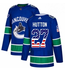 Mens Adidas Vancouver Canucks 27 Ben Hutton Authentic Blue USA Flag Fashion NHL Jersey Mens Adidas Vancouver Canucks 27 Ben Hutton Authentic Blue USA Flag Fashion NHL Jersey