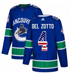 Mens Adidas Vancouver Canucks 4 Michael Del Zotto Authentic Blue USA Flag Fashion NHL Jersey Mens Adidas Vancouver Canucks 4 Michael Del Zotto Authentic Blue USA Flag Fashion NHL Jersey