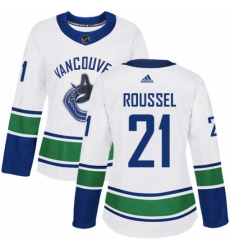 Womens Adidas Vancouver Canucks 21 Antoine Roussel Authentic White Away NHL Jersey 