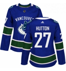 Womens Adidas Vancouver Canucks 27 Ben Hutton Premier Blue Home NHL Jersey Womens Adidas Vancouver Canucks 27 Ben Hutton Premier Blue Home NHL Jersey