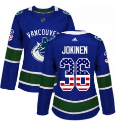 Womens Adidas Vancouver Canucks 36 Jussi Jokinen Authentic Blue USA Flag Fashion NHL Jersey Womens Adidas Vancouver Canucks 36 Jussi Jokinen Authentic Blue USA Flag Fashion NHL Jersey