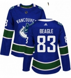 Womens Adidas Vancouver Canucks 83 Jay Beagle Authentic Blue Home NHL Jersey Womens Adidas Vancouver Canucks 83 Jay Beagle Authentic Blue Home NHL Jersey