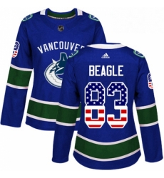 Womens Adidas Vancouver Canucks 83 Jay Beagle Authentic Blue USA Flag Fashion NHL Jersey Womens Adidas Vancouver Canucks 83 Jay Beagle Authentic Blue USA Flag Fashion NHL Jersey